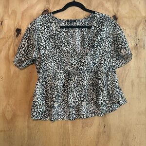 Madewell Daisy Groove Crossover 100% Cotton Peplum Top size M